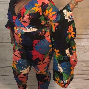Plus size multi colored jumpsuit